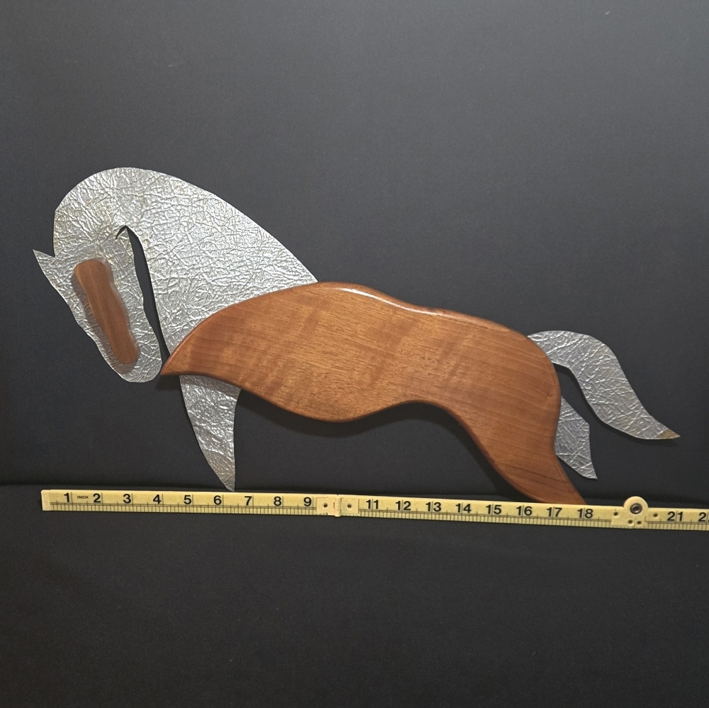 MCM Danish Modern Wood and Metal Horse Wall Art - Picture 4 of 6